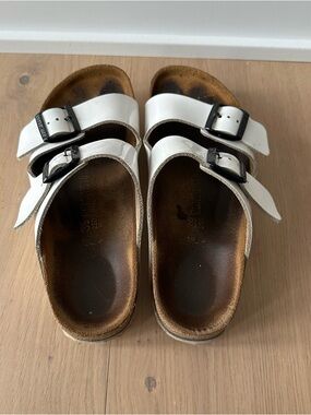 Birkenstock White Double-Strap Buckle Sandals